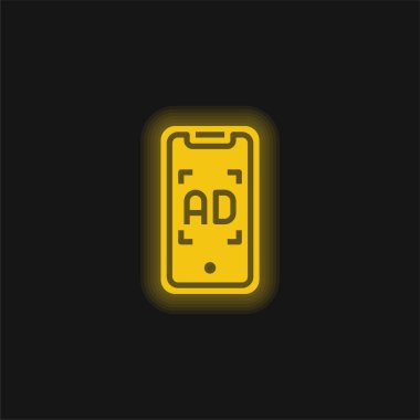 Sarı parlayan neon ikon reklamı