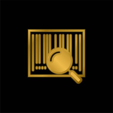 Barkod altın kaplama metalik simge veya logo vektörü