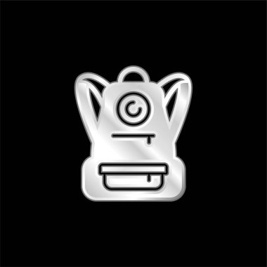 Sırt çantasında gümüş kaplama metalik simge