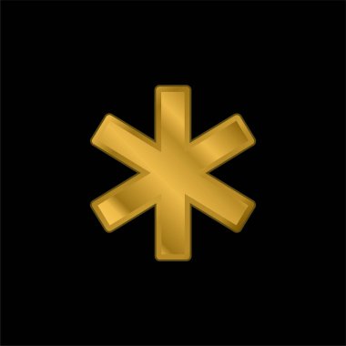Asterisk altın kaplama metalik simge veya logo vektörü