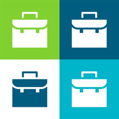 Evrak çantası Düz 4 renk minimal simgesi seti