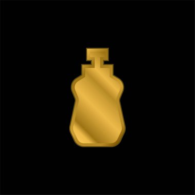 Şişe altın kaplama metalik simge veya logo vektörü