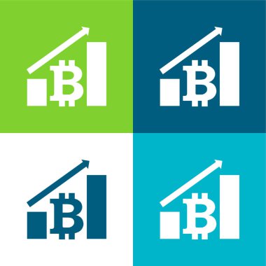 Bitcoin Grafiği Yukarı Ok Düz 4 renk minimal simgesi seti
