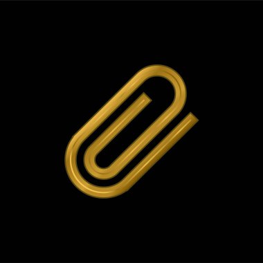 Attach Paperclip Symbol gold plated metalic icon or logo vector clipart