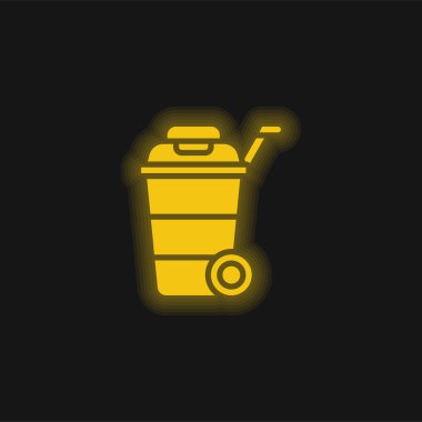 Çöp tenekesi sarı parlak neon simgesi
