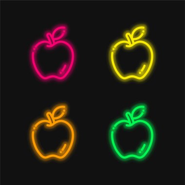 Apple dört renk parlayan neon vektör simgesi