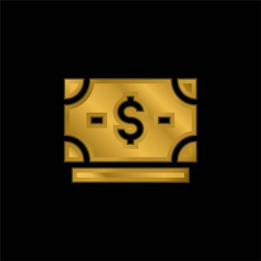 Banknote altın kaplama metalik simge veya logo vektörü