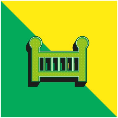 Baby Cot Green ve sarı 3D vektör simgesi logosu