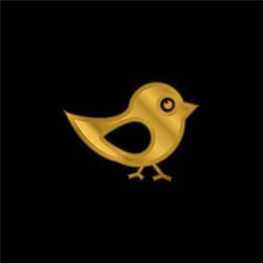 Siyah ve Beyaz Tüy Kuşu altın kaplama metalik ikon veya logo vektörü