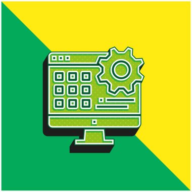 Uygulama Yeşil ve sarı modern 3d vektör simgesi logosu