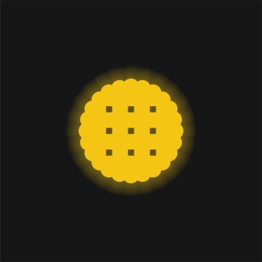 Biscuit yellow glowing neon icon clipart