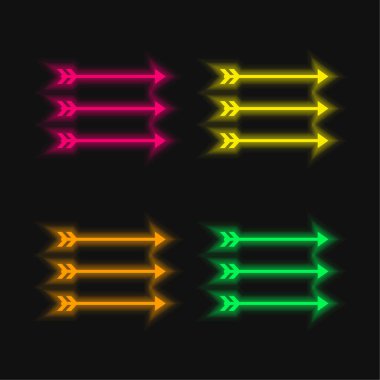Dört renkli parlayan neon vektör simgesi
