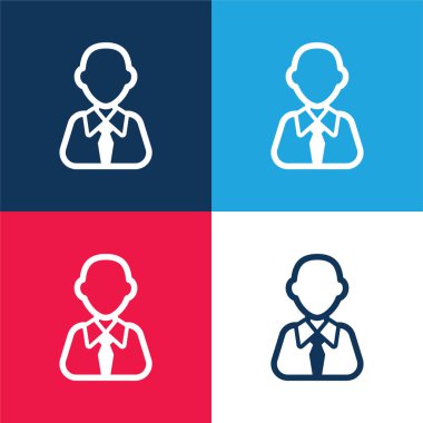 Kel İşadamı mavi ve kırmızı En az dört renk simgesi