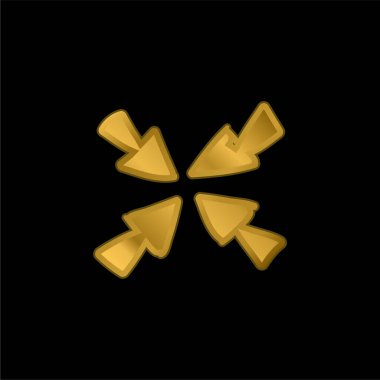 Merkeze Oklar Altın kaplamalı metalik simge veya logo vektörü