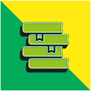 Kitap Yeşil ve Sarı Modern 3D vektör simgesi logosu
