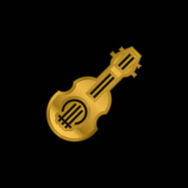 Balalaika gold plated metalic icon or logo vector clipart