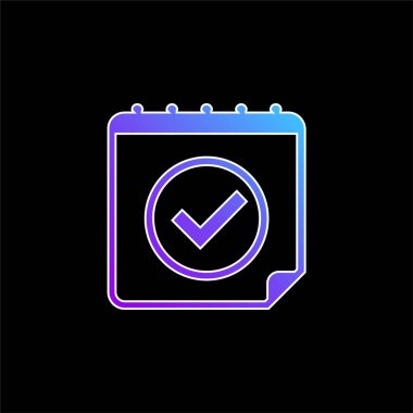 Takvim Sayfasında Onaylanmış İmza Mavi Gradyan vektör simgesi