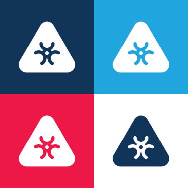 Biohazard blue and red four color minimal icon set clipart
