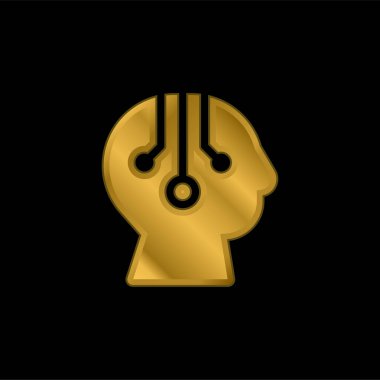 Yapay zeka altın kaplama metalik simge veya logo vektörü