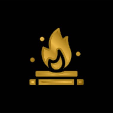 Bonfire gold plated metalic icon or logo vector clipart