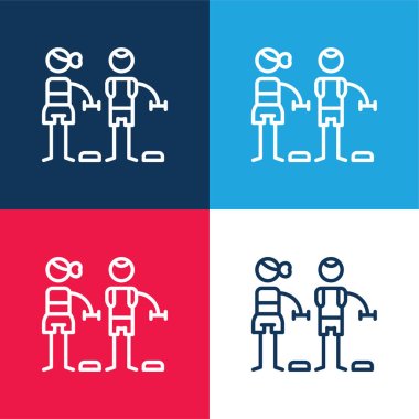 Bodypump blue and red four color minimal icon set clipart