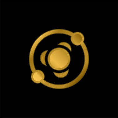 Atomik Yapı Altın kaplama metalik simge veya logo vektörü
