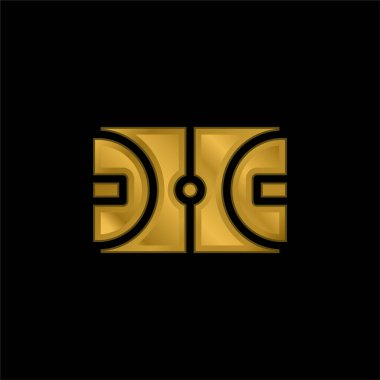 Basketbol sahasında altın kaplama metalik simge veya logo vektörü