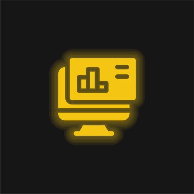 Analiz sarı parlak neon simgesi