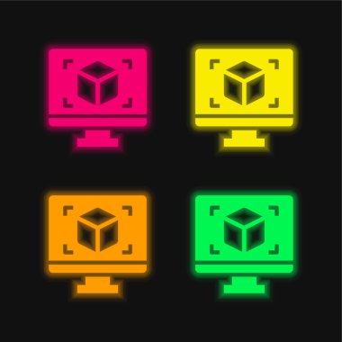 3d Parlak neon vektör simgesini göster