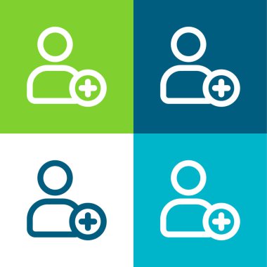 Bir Kişi Özetlenmiş Arayüz İşareti Düz 4 renk minimal simgesi seti ekle