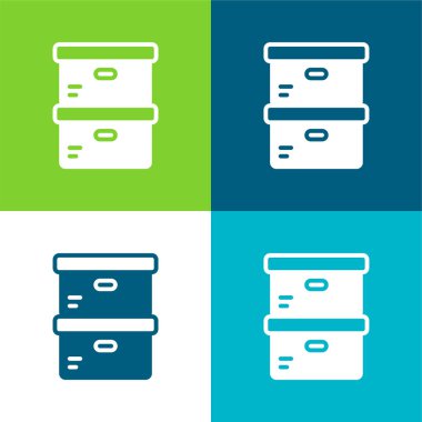 Kutular Düz 4 renk en küçük simge kümesi