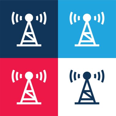 Anten mavi ve kırmızı dört renk minimal simge kümesi