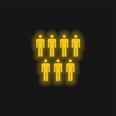 7 Kişi Erkek Silueti Sarı parlak neon simgesi