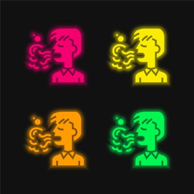 Bad Breath four color glowing neon vector icon clipart