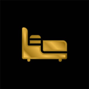 Bed gold plated metalic icon or logo vector clipart