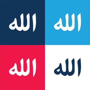 Allah Sözü mavi ve kırmızı dört renk minimal simgesi