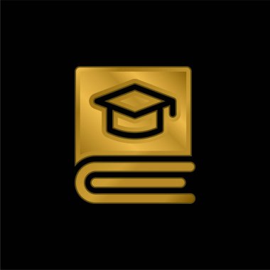 Kitap altın kaplamalı metalik simge veya logo vektörü