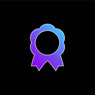 Kurdele Kuyruklu Çiçek Şeklinin Madalyası Mavi Gradyan Vektör Simgesi