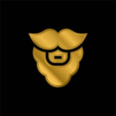 Sakallı altın kaplama metalik simge veya logo vektörü