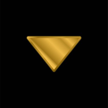 Arrow Down Filled Triangle gold plated metalic icon or logo vector clipart