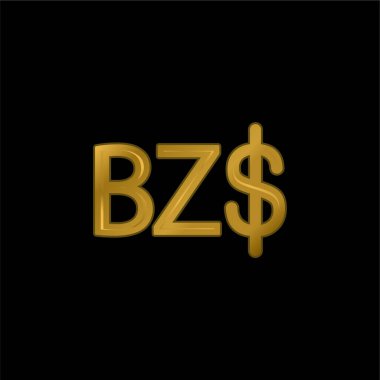Belize Doları Sembol altın kaplama metalik simge veya logo vektörü