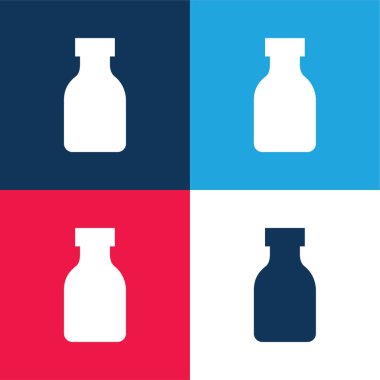 Şişe mavi ve kırmızı dört renk minimal simge kümesi