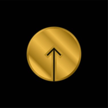Arrow Up Inside A Circular Button gold plated metalic icon or logo vector clipart