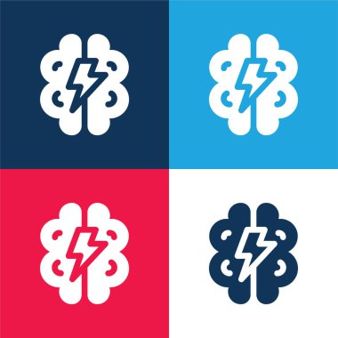 Beyin fırtınası mavi ve kırmızı dört renk minimal simgesi