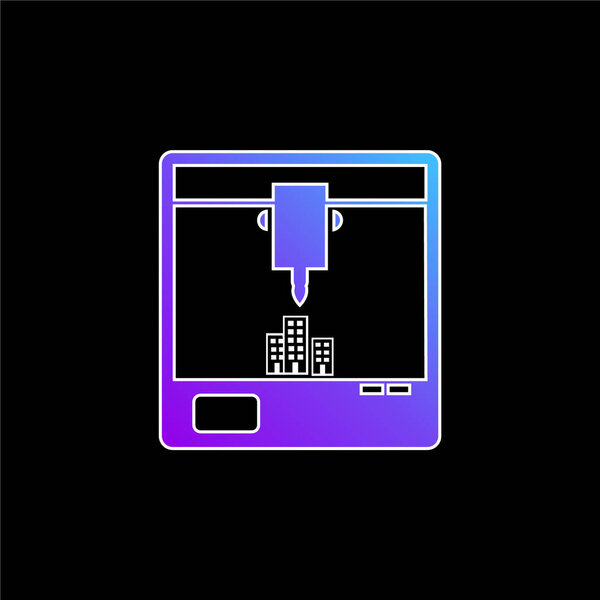 3d Printer Symbol Of Window blue gradient vector icon