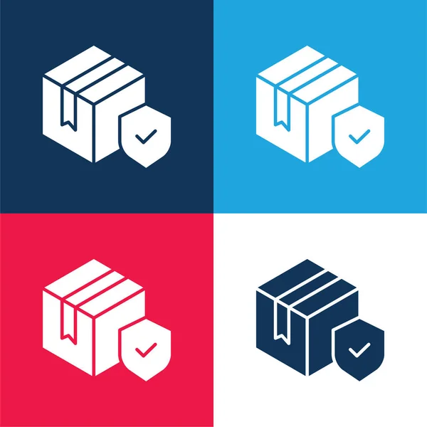Box Blau Und Rot Vier Farben Minimales Symbol Set — Stockvektor