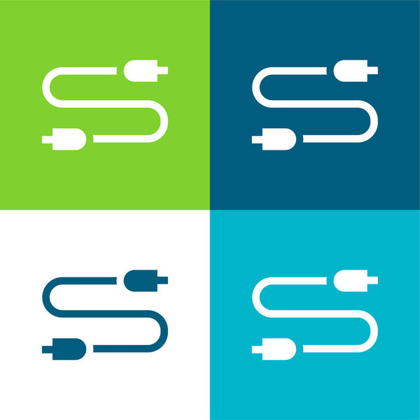 Audio Jack Flat four color minimal icon set