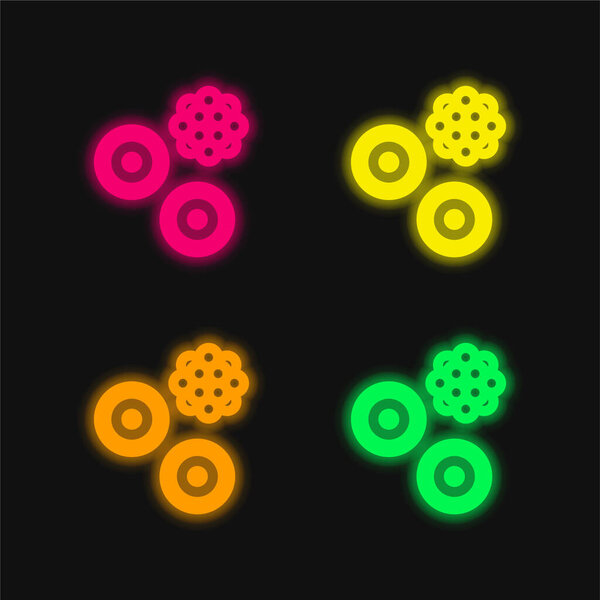 Blood Cells four color glowing neon vector icon