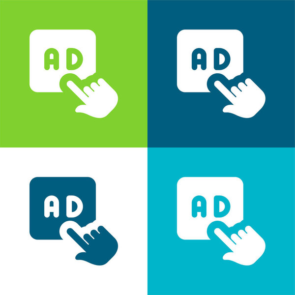 Ads Flat four color minimal icon set