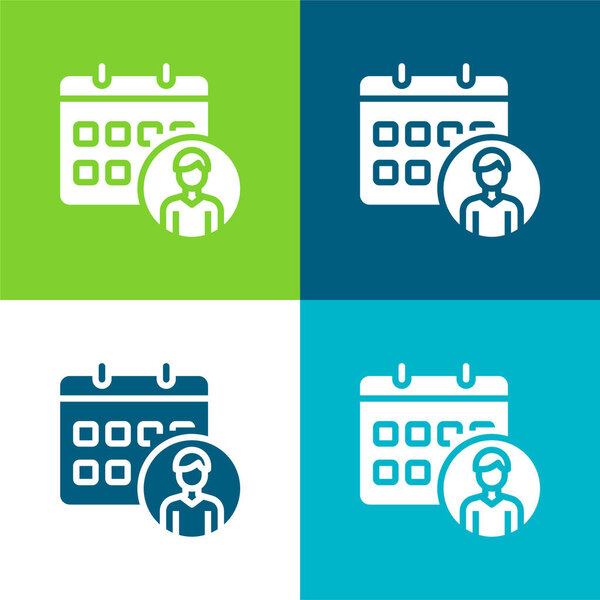 Appointment Flat four color minimal icon set